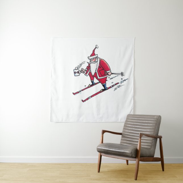 Tapete De Parede Santa Skiing tapestry (In Situ)