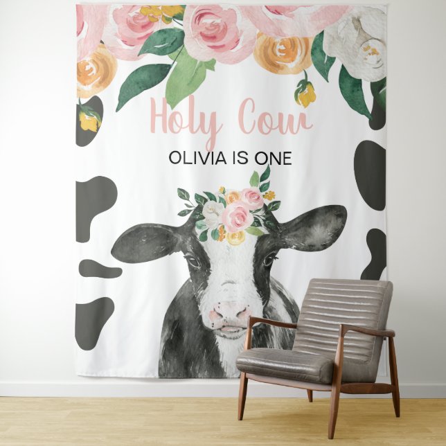 Tapete De Parede Santa vaca, sou um aniversário floral de Gingham r (In Situ)
