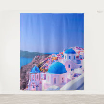Santorini Grécia Ilha Azul Fundo para Cabine de Fo