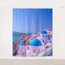 Tapete De Parede Santorini Grécia Ilha Azul Fundo para Cabine de Fo