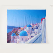 Santorini Grécia Ilha Azul Fundo para Cabine de Fo