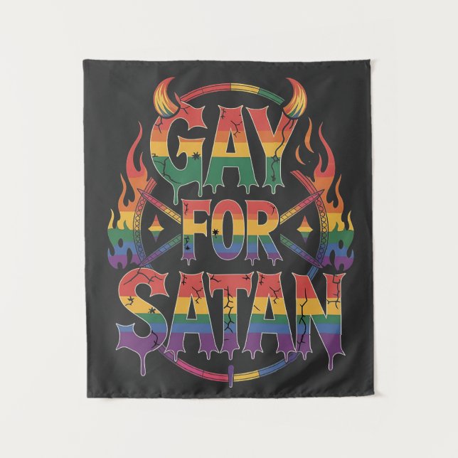 Tapete De Parede Satã de granizo Arco-Íris Baphomet Diabo Goat LGBT (Frente)