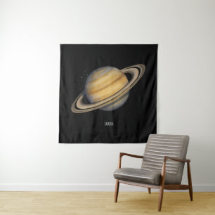 Tapete De Parede Saturno artístico com anéis vibrantes