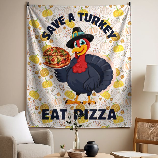 Tapete De Parede Save A Turkey Eat Pizza Funny Happy Thanksgiving (Criador carregado)