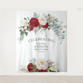 Tapete De Parede Scarlet Red Ivory Peony Eucalyptus Wedp Prop