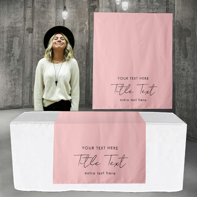Tapete De Parede Script Moderno do Banner do Executador de Mesas Pe (Custom Table Runner Banner Modern Script Pink Tapestry)
