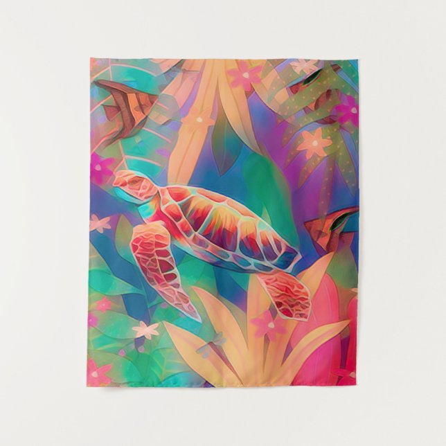 Tapete De Parede Sea Turtle Fantasy Cena Média (Frente)