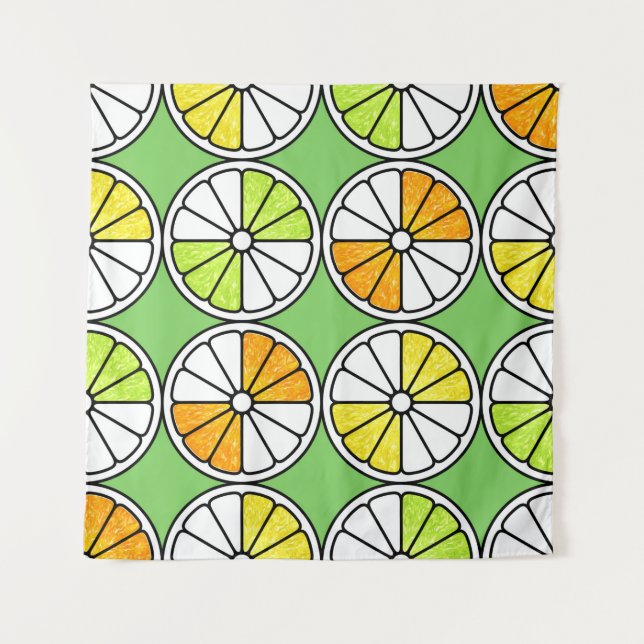 Tapete De Parede Seamless fruit pattern. Painted illustration. Oran (Frente)