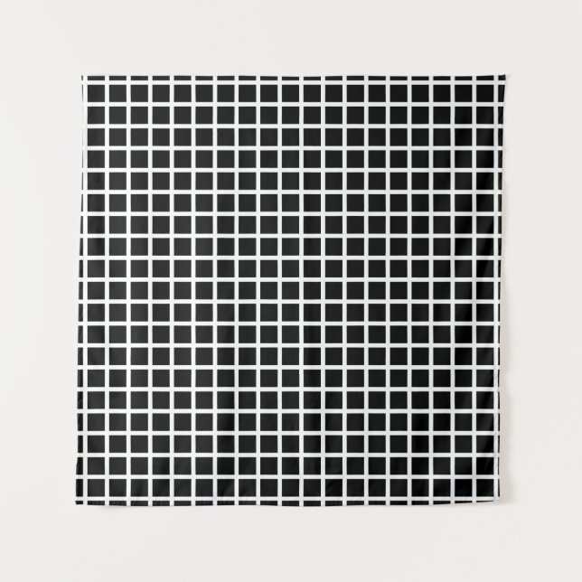 Tapete De Parede Seamless geometric pattern. Black square on white  (Frente)