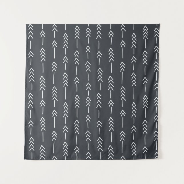 Tapete De Parede Seamless hand drawn geometric tribal pattern with  (Frente)