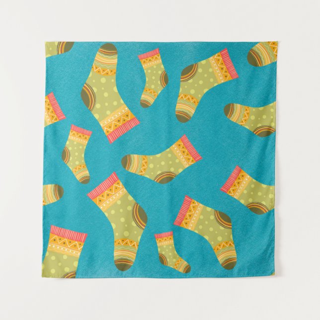 Tapete De Parede Seamless linear pattern with socks. The illustrati (Frente)