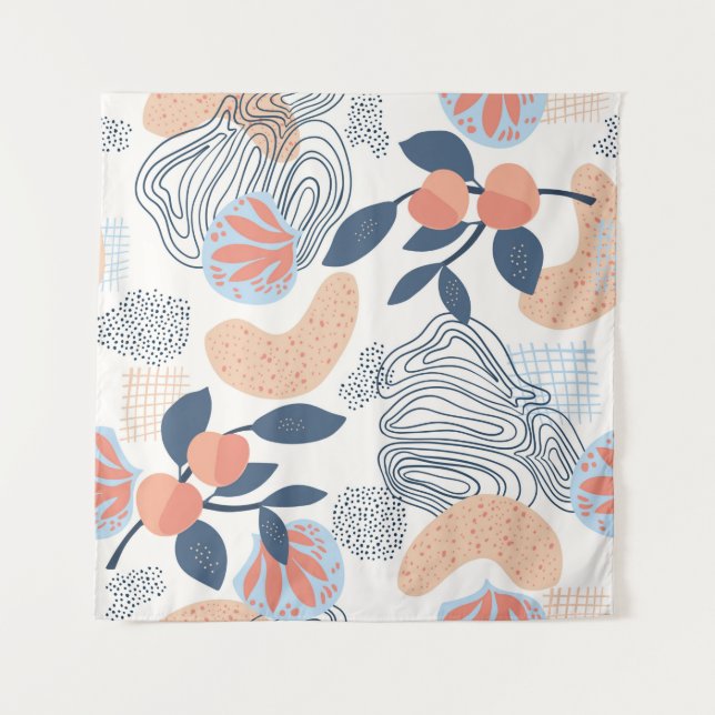 Tapete De Parede Seamless nature pattern. Abstract shapes, fruits a (Frente)