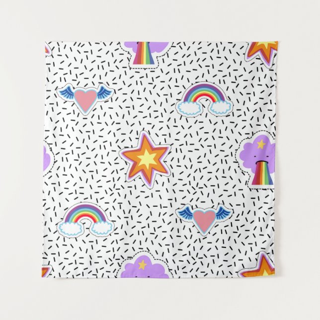 Tapete De Parede Seamless pattern background with patch cartoon sta (Frente)