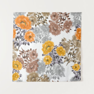 Tapete De Parede Seamless pattern of orange, yellow, beige flowers
