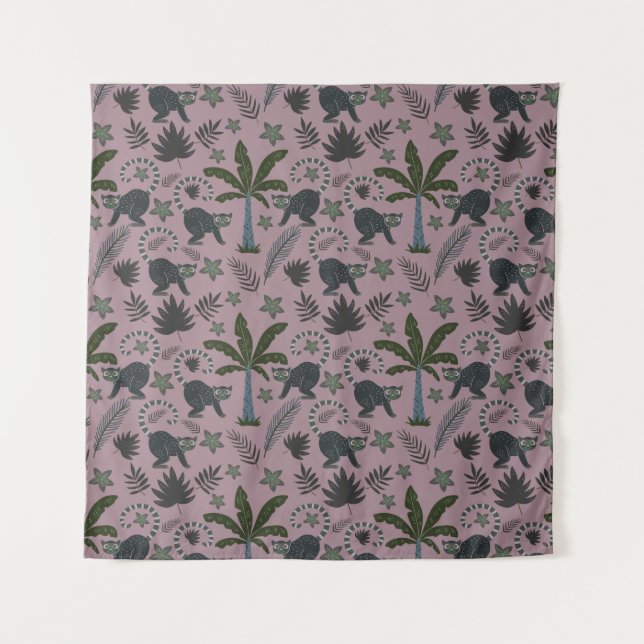 Tapete De Parede Seamless pattern Tropical animals monkey jumping (Frente)