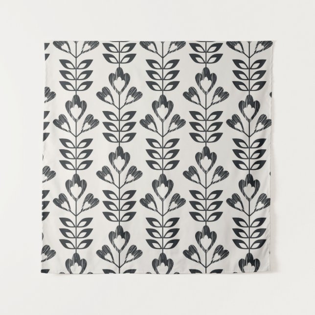 Tapete De Parede seamless retro pattern with abstract flowers and l (Frente)