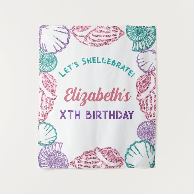 Tapete De Parede Seashell Girls Birthday (Frente)