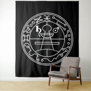 Tapete De Parede Selo branco de Goetia de Salomão em Preto