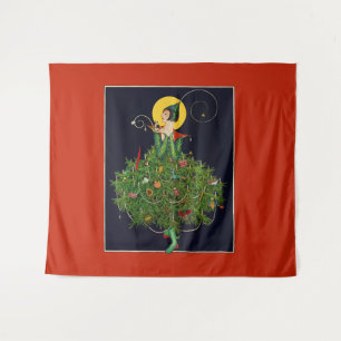 TAPETE DE PAREDE SENHORA COM NATAL PRESTA A FASHION DE BELEZA ART D