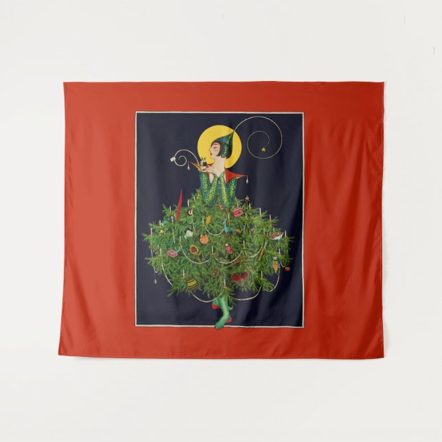 TAPETE DE PAREDE SENHORA COM NATAL PRESTA A FASHION DE BELEZA ART D (Frente (Horizontal))