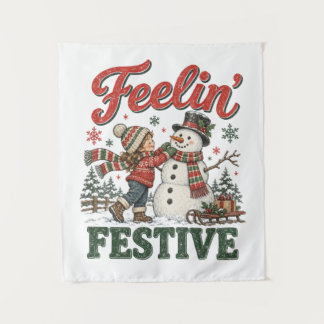 Tapete De Parede Sentindo-se Festivo Boneco de Neve de Natal Crianç