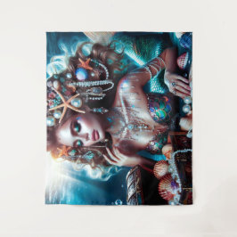 Tapete De Parede Sereia com tesouros marítimos joalharia