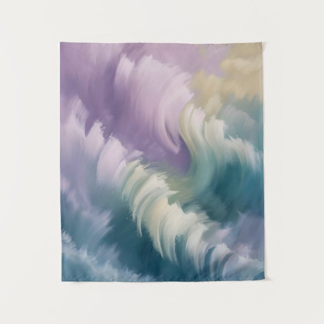 Tapete De Parede Serene Pastel Abstrato Wave Dreamy Art (Frente)