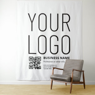 Tapete De Parede Seu logotipo c/ código QR e texto editáveis