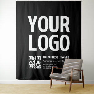Tapete De Parede Seu logotipo c/ código QR e texto editáveis