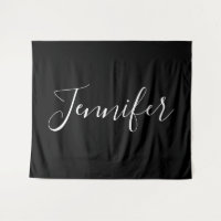 Seu nome | Script branco elegante em preto