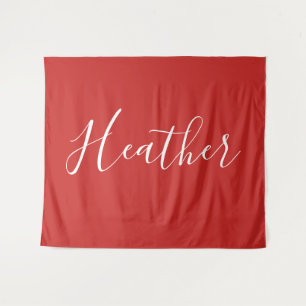 Tapete De Parede Seu Script Branco Personalizado em Vermelho