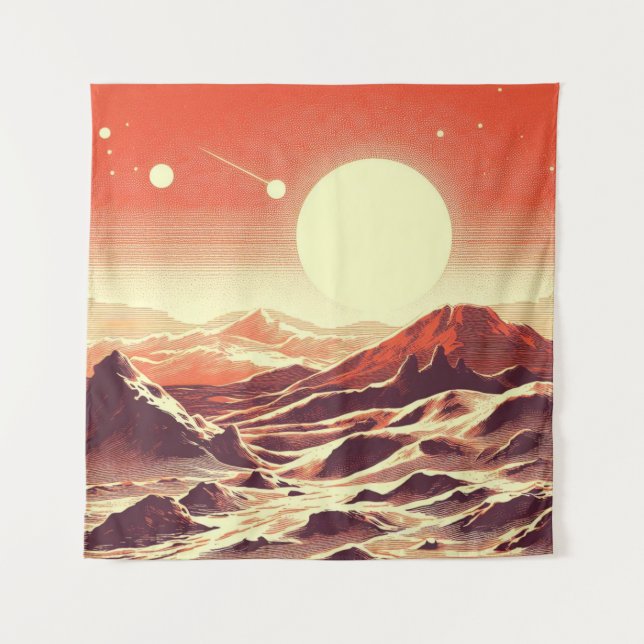 Tapete De Parede SF Mars Landscape Woodcut 2 (Frente)