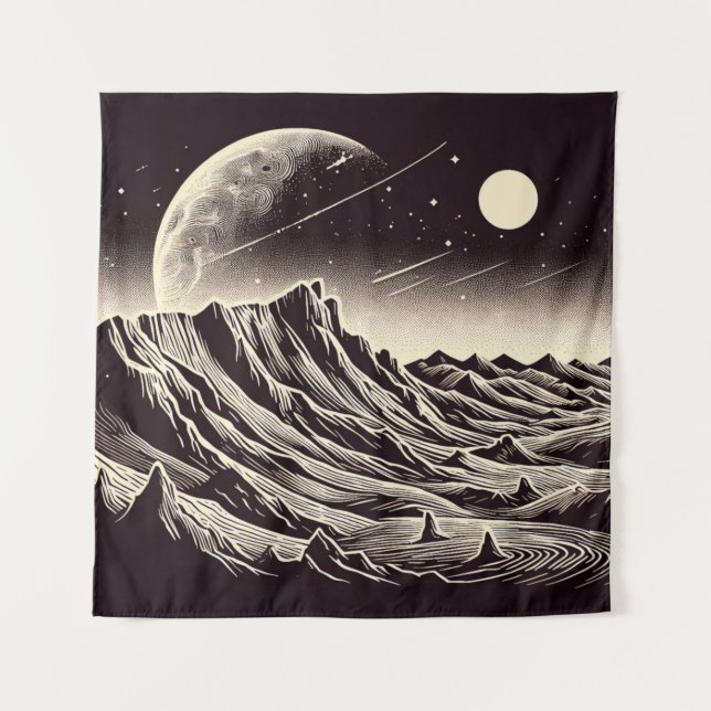 Tapete De Parede SF Mars Landscape Woodcut 3 (Frente)