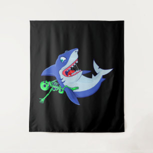 Tapete De Parede Shark Halloween Skeleton Riding Sharon Engraçado