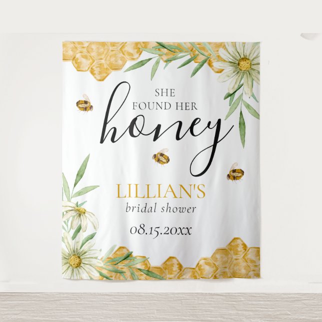 Tapete De Parede She Found Her Honey Bee Bridal Shower Backdrop (Frente)