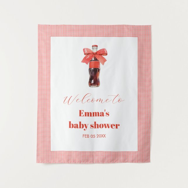 Tapete De Parede She Is Ready to Pop Red Soda Pop Baby Shower (Frente)