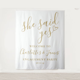 Tapete De Parede She Said Yes Engagement Party Gold Photo Backdrop