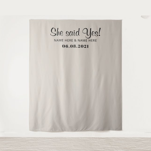 Tapete De Parede She Said Yes Photo Booth Engagement Backdrop  (Frente)