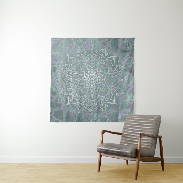 Tapete De Parede Shimmer Iridescente Mandala Boho Chic (In Situ)