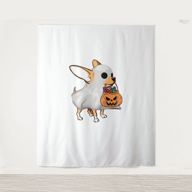 Tapete De Parede Shirt Chihuahua Ghost Pumpkin Halloween (Frente)