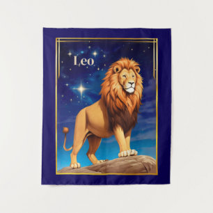 Tapete De Parede Signo Zodiacal de Leão sob um Céu Estrelado