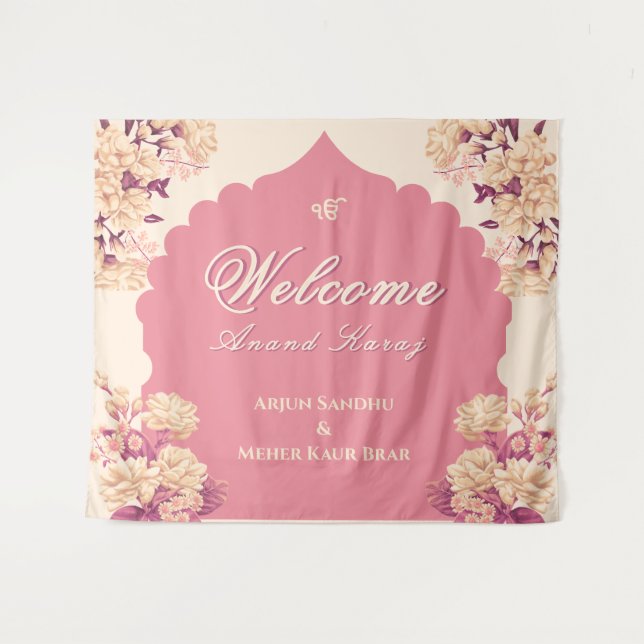 Tapete De Parede Sikh Wedding Welcome Sign | Anand Karaj Welcome |  (Frente (Horizontal))
