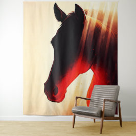 Tapete De Parede Silhueta Majestosa de Cavalo Brilho Ardente do Ama