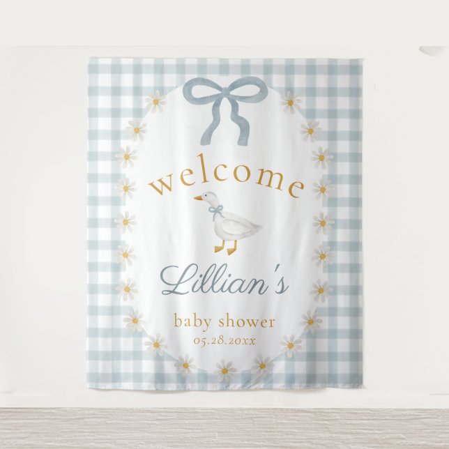 Tapete De Parede Silly Goose Daisy Baby Shower Welcome Backdrop  (Frente)