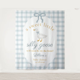 Tapete De Parede Silly Goose Duck Blue Gingham Baby Shower Backdrop