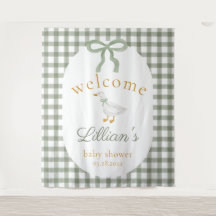 Silly Goose Green Baby Shower Welcome Backdrop