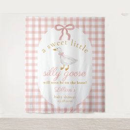 Tapete De Parede Silly Goose Pink Gingham Girl Baby Shower Backdrop