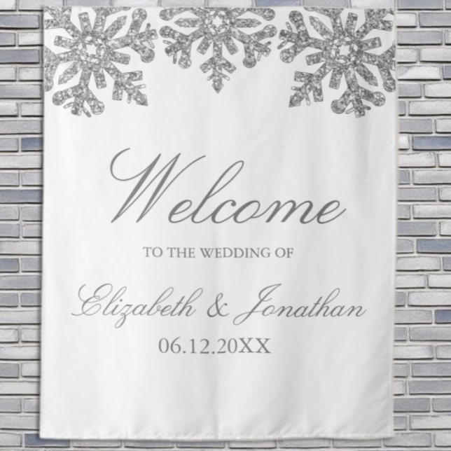 Tapete De Parede Silver Snowflake Winter Wedding (Criador carregado)