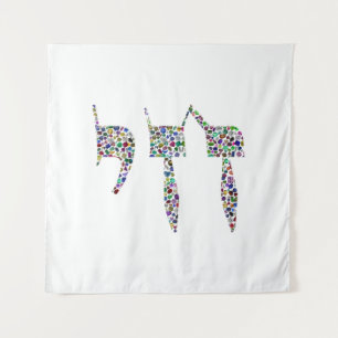 Tapete De Parede Símbolo Chai feito com Pedras Gemáticas em Todas a