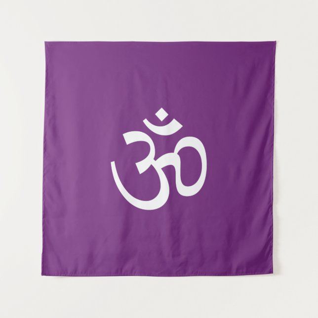 Tapete De Parede Símbolo de hinduísmo branco roxo do ícone Aum Om (Frente)